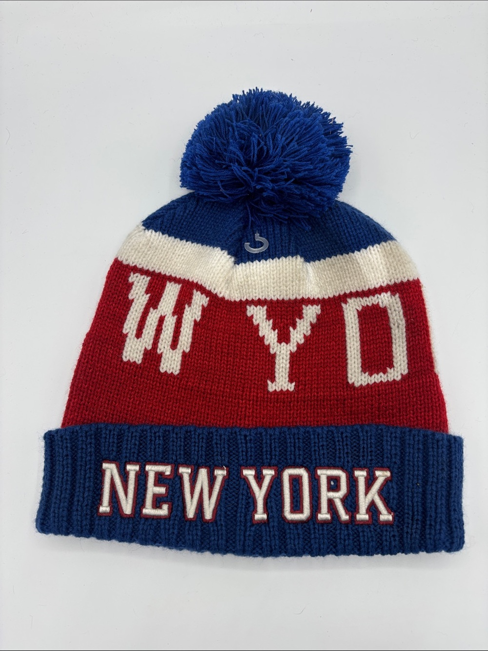 NEW YORK Rangers  Vintage Knitted Pom Pom Beanie - Red, Blue & White